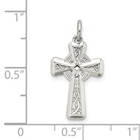 Sterling Silver Polished and Textured Celtic Cross Pendant view 4