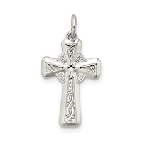 Sterling Silver Polished and Textured Celtic Cross Pendant view 1