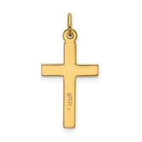 Sterling Silver Gold-plated Polished and Texture Cross Pendant view 3