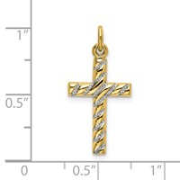 Sterling Silver Gold-plated Polished and Texture Cross Pendant view 4