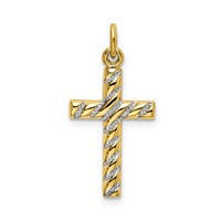 Sterling Silver Gold-plated Polished and Texture Cross Pendant view 1