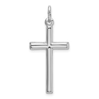 Sterling Silver Rhodium Plated Polished Cross Charm view 3