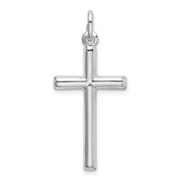 Sterling Silver Rhodium Plated Polished Cross Charm view 1