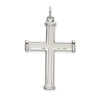 Sterling Silver Polished and Satin Cross Pendant view 1