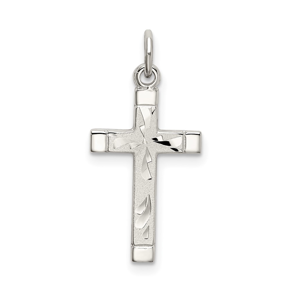Sterling Silver Polished Satin 7 D C Cross Pendant