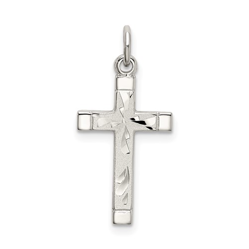 Sterling Silver Polished Satin 7 D C Cross Pendant