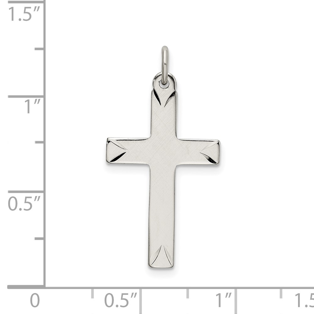 Sterling Silver Satin and D/C Cross Pendant (QC9069)