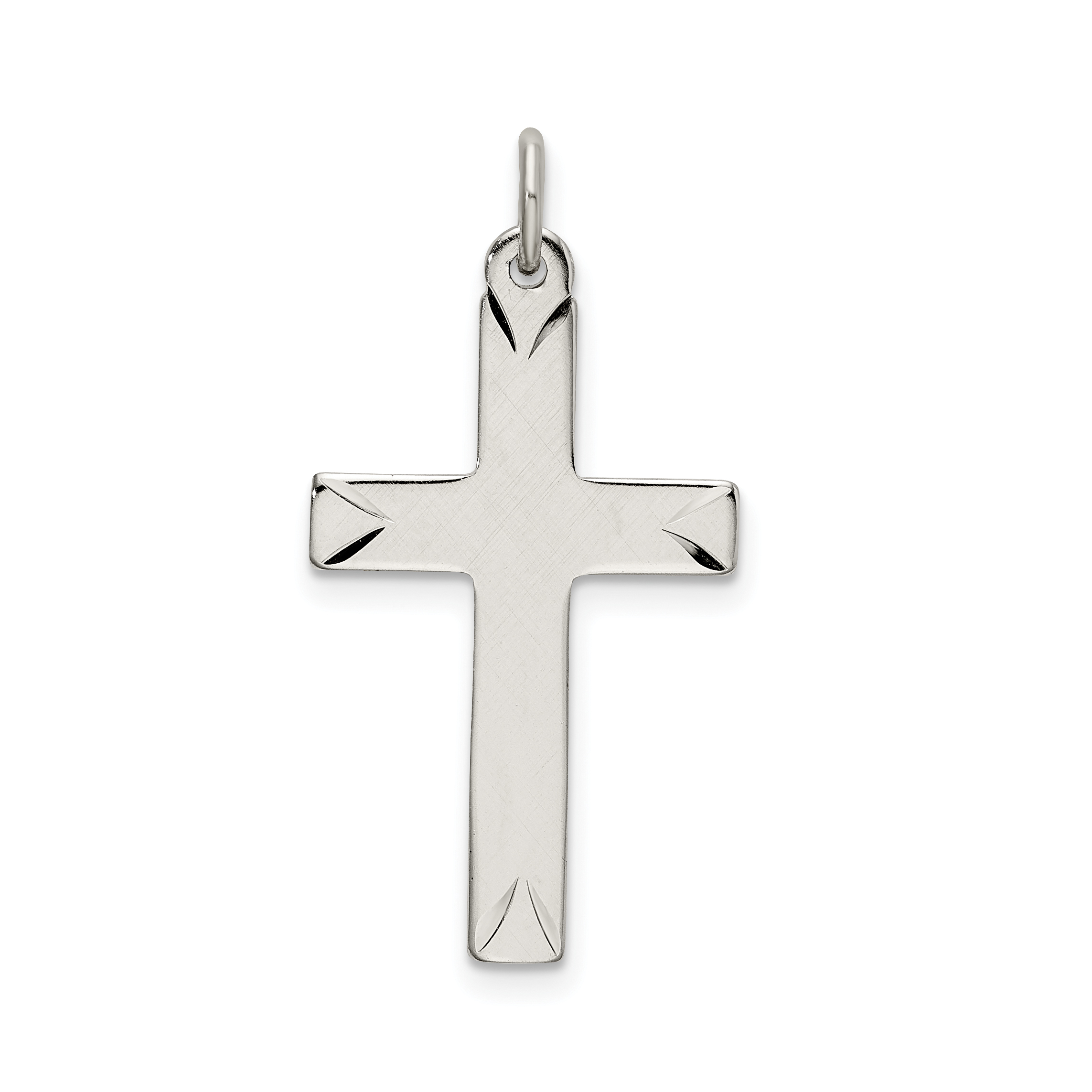 Sterling Silver Satin and D/C Cross Pendant (QC9069)
