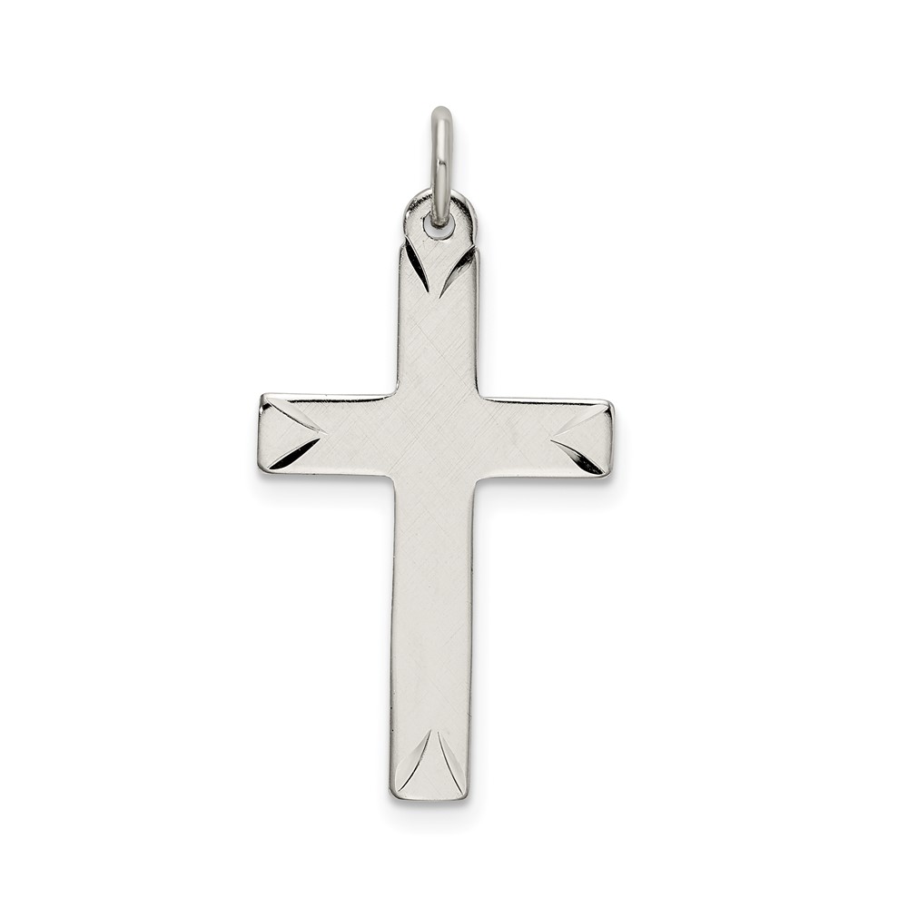 Sterling Silver Satin and D/C Cross Pendant (QC9069)