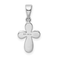 Sterling Silver Rhodium-plated Enamel & Glitter Fabric Cross Pendant view 3