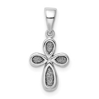 Sterling Silver Rhodium-plated Enamel & Glitter Fabric Cross Pendant view 1