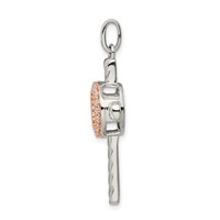 Sterling Silver Plat-plate Rose & Gold-tone Vibrant CZ Cross Pendant view 2
