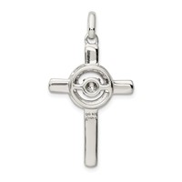 Sterling Silver Plat-plate Rose & Gold-tone Vibrant CZ Cross Pendant view 3