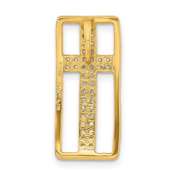 Sterling Silver Gold-tone Polished CZ Cross Slide