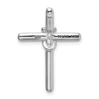 Sterling Silver Rhodium-plated Polished with CZ Cross Chain Slide view 3