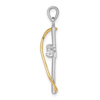 Sterling Silver Rhodium & Gold-tone Polished Pendant with CZ Cross view 2