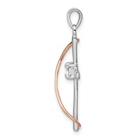 Sterling Silver Rhodium & Rose-tone Polished CZ Cross Pendant view 2