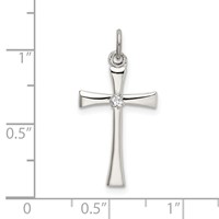 Sterling Silver Polished CZ Cross Pendant view 4