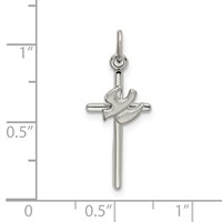 Sterling Silver Polished and Satin Dove Cross Pendant view 4