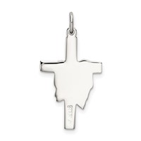 Sterling Silver Polished and Satin Draped Cross Pendant view 3