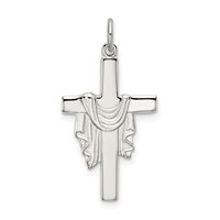 Sterling Silver Polished and Satin Draped Cross Pendant view 1