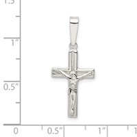 Sterling Silver Polished & Textured Crucifix Pendant view 4