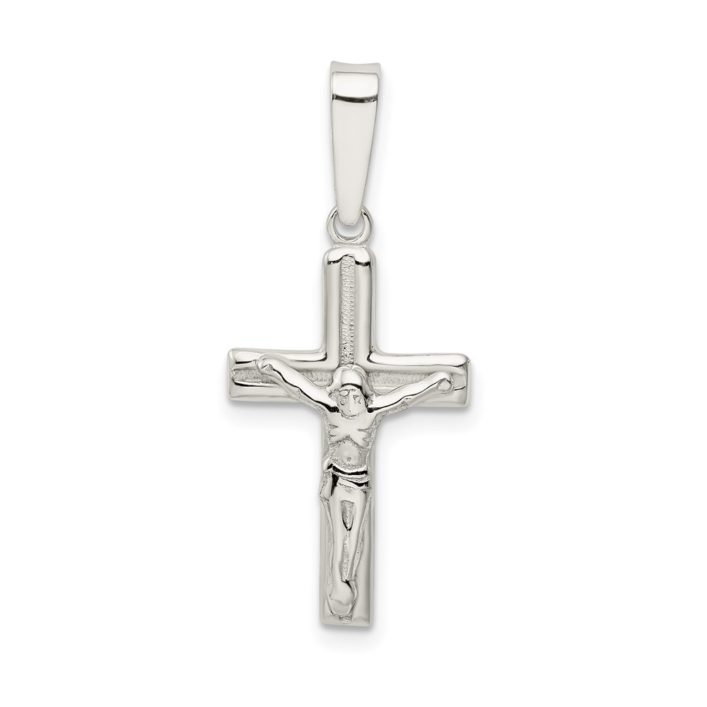 Sterling Silver Polished & Textured Crucifix Pendant