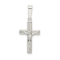 Sterling Silver Polished & Textured Crucifix Pendant view 1