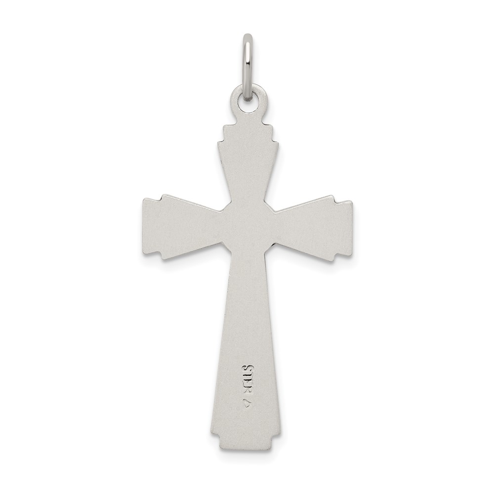 Sterling Silver Satin and D/C INRI Crucifix Pendant (QC9098)