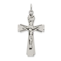 Sterling Silver Satin and D C Inri Crucifix Pendant view 1