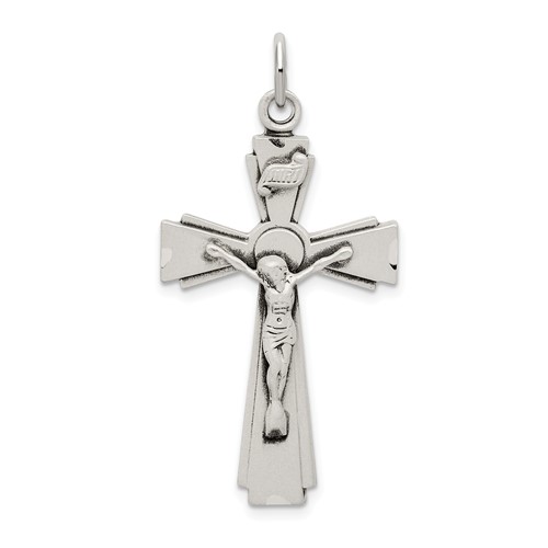 Sterling Silver Satin and D C Inri Crucifix Pendant