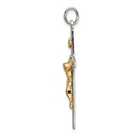 Sterling Silver & Gold-plated Polished and Textured Inri Crucifix Pendant view 2