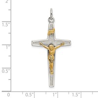 Sterling Silver & Gold-plated Polished and Textured Inri Crucifix Pendant view 4