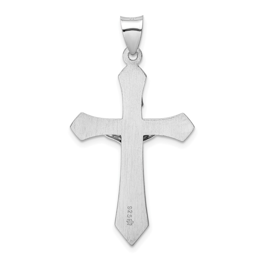 Sterling Silver Rhodium-plated Polished INRI Crucifix Pendant (QC9100)