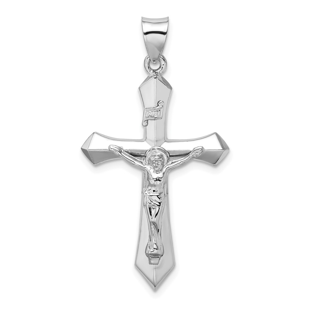 Sterling Silver Rhodium-plated Polished Inri Crucifix Pendant