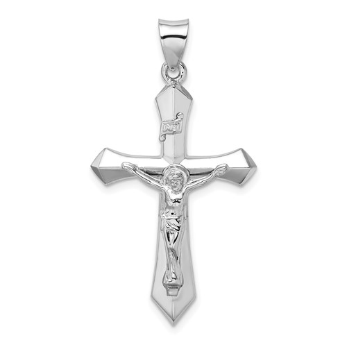 Sterling Silver Rhodium-plated Polished Inri Crucifix Pendant