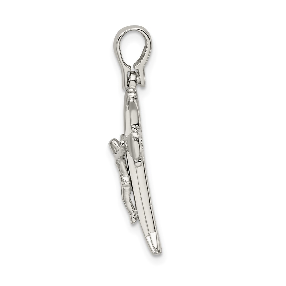 Sterling Silver Rhodium-plated Satin & Polished Crucifix Pendant (QC9102)
