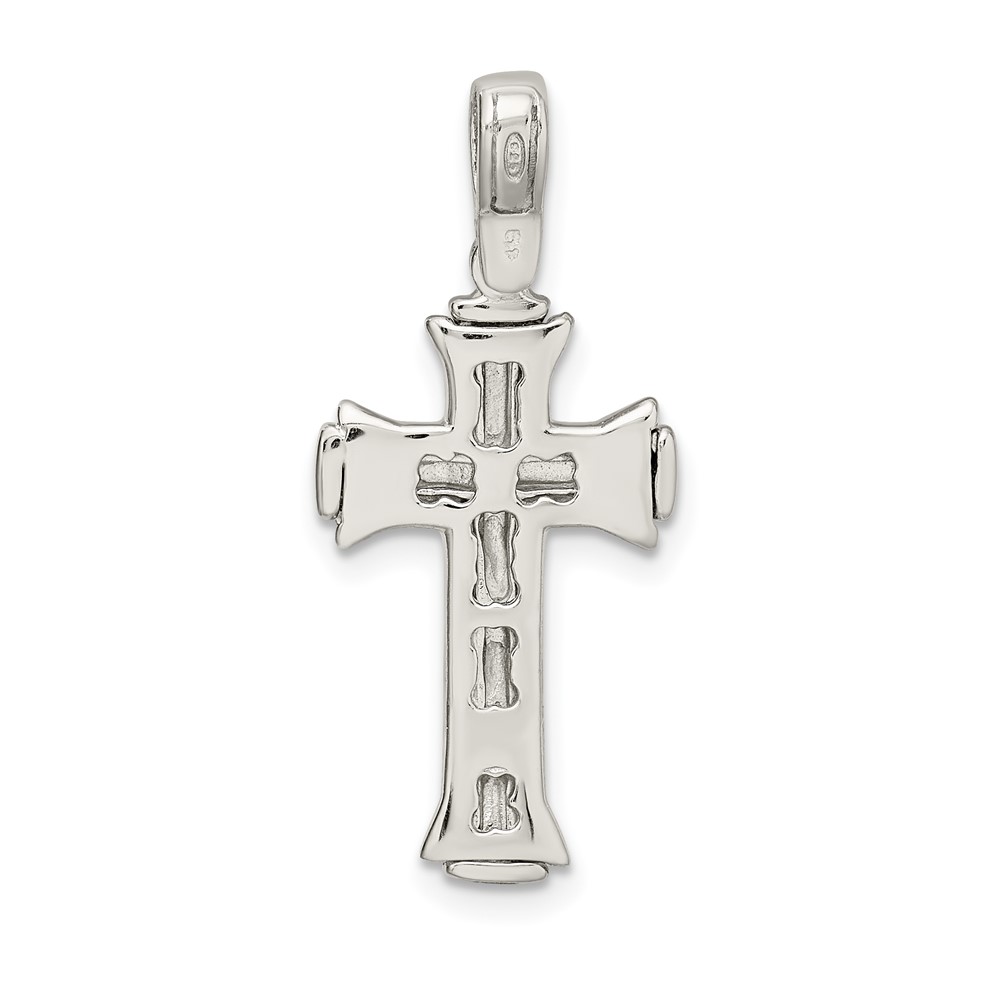 Sterling Silver Rhodium-plated Satin & Polished Crucifix Pendant (QC9102)