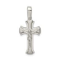 Sterling Silver Rhodium-plated Satin & Polished Crucifix Pendant view 1