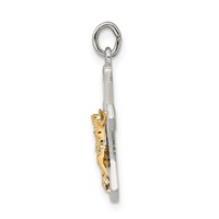 Sterling Silver & Gold-plated Polished Satin & D C Crucifix Pendant view 2
