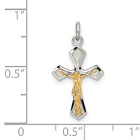 Sterling Silver & Gold-plated Polished Satin & D C Crucifix Pendant view 4