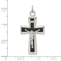 Sterling Silver Black Epoxy Inri Crucifix Pendant view 4