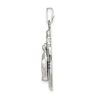Sterling Silver Satin & D C Epoxy & Crystal Miraculous Medal Pendant view 2