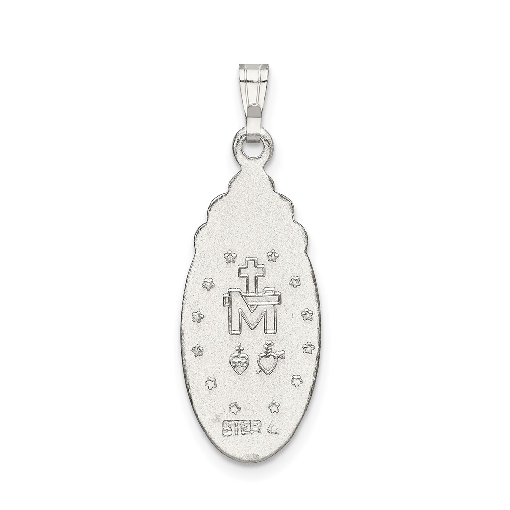 Sterling Silver Satin & D/C Epoxy & Crystal Miraculous Medal Pendant (QC9113)