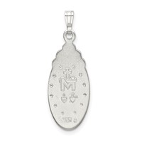 Sterling Silver White Epoxy & Crystal Miraculous Medal Pendant view 3