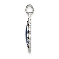 Sterling Silver Epoxy & Crystal Miraculous Medal Heart Pendant view 2