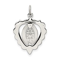 Sterling Silver Epoxy & Crystal Miraculous Medal Heart Pendant view 3
