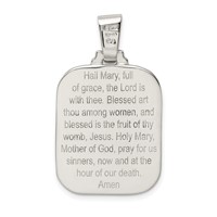 Sterling Silver Satin & Polished Mary Pendant with Hail Mary Prayer view 3