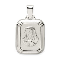 Sterling Silver Satin & Polished Mary Pendant with Hail Mary Prayer view 1