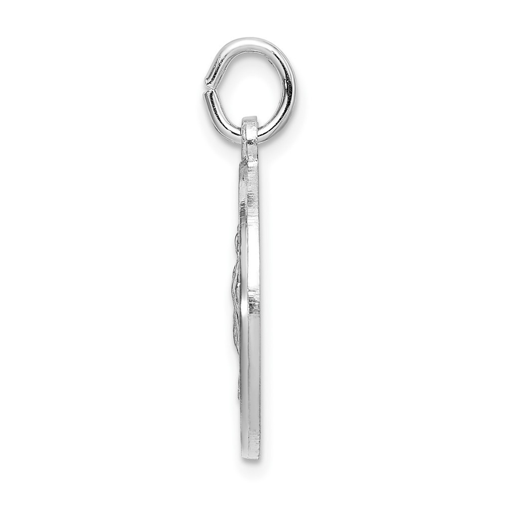 Sterling Silver Rhodium-plated Spanish Lady of Guadalupe Medal Pendant (QC9121)